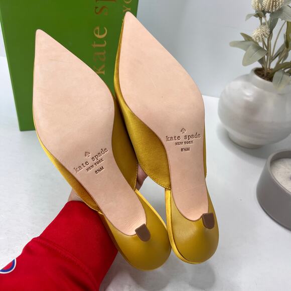 Kate Spade Darlene Satin Crystal/Bow Kitten Heel Mule Roasted Maze Women 8.5B - Picture 9 of 11